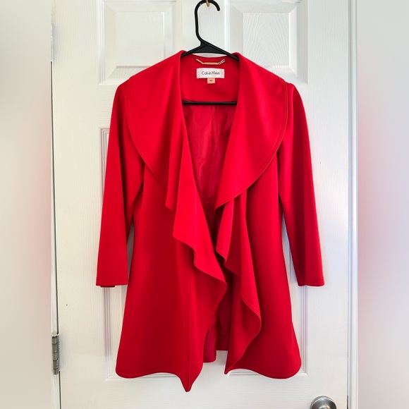 Calvin Klein Vibrant Red Waterfall Blazer - Picture 1 of 3